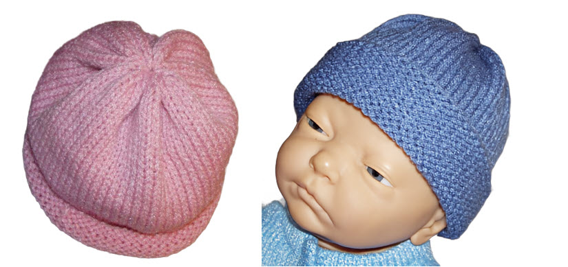 pink and blue baby hats